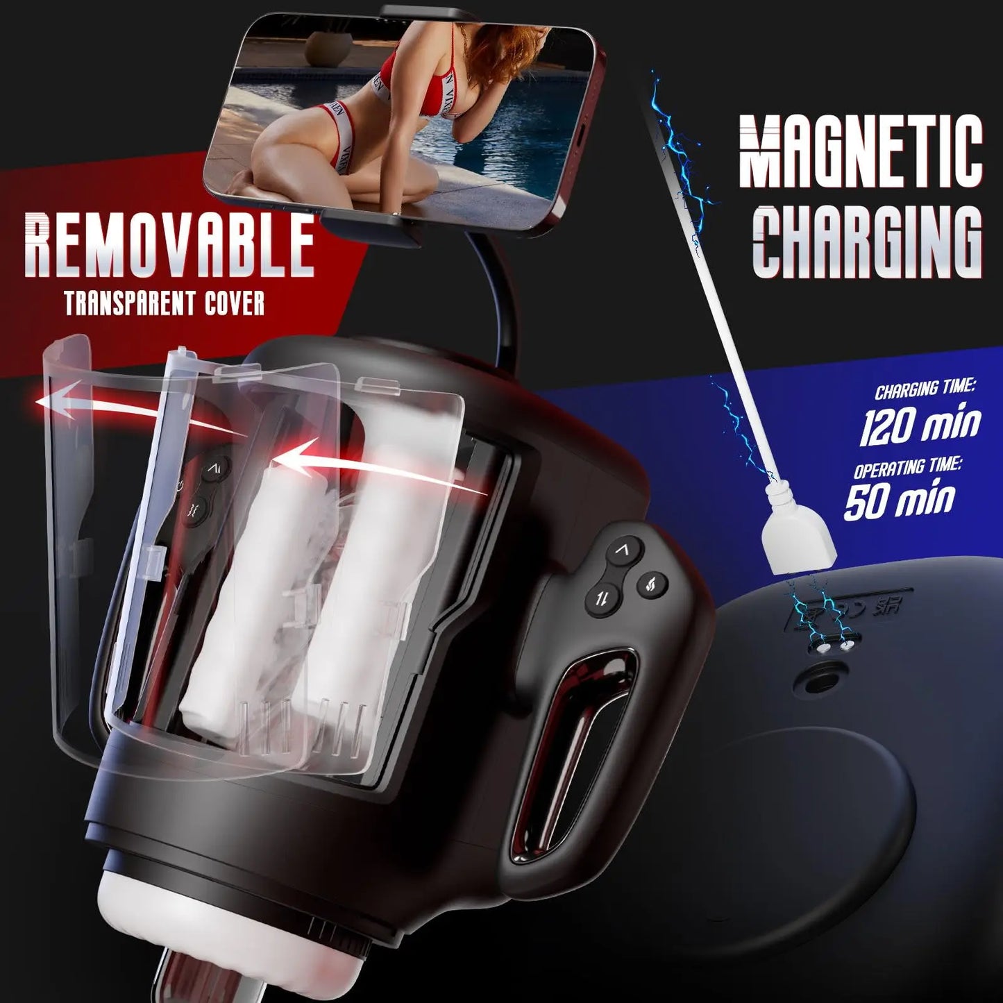 3 in 1 Automatic Male Masturbator with Handle